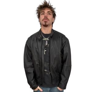 Hot Leathers thinsulate lined black motorcycle jacket snap close neck size XL